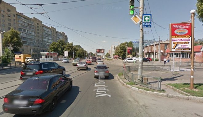 Перекресток улиц Полтавский шлях и Петра Болбочана. Скриншот Google Maps