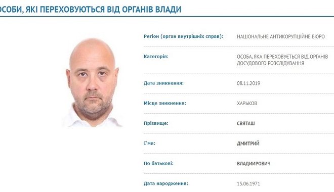 Скриншот из розыскной базы МВД